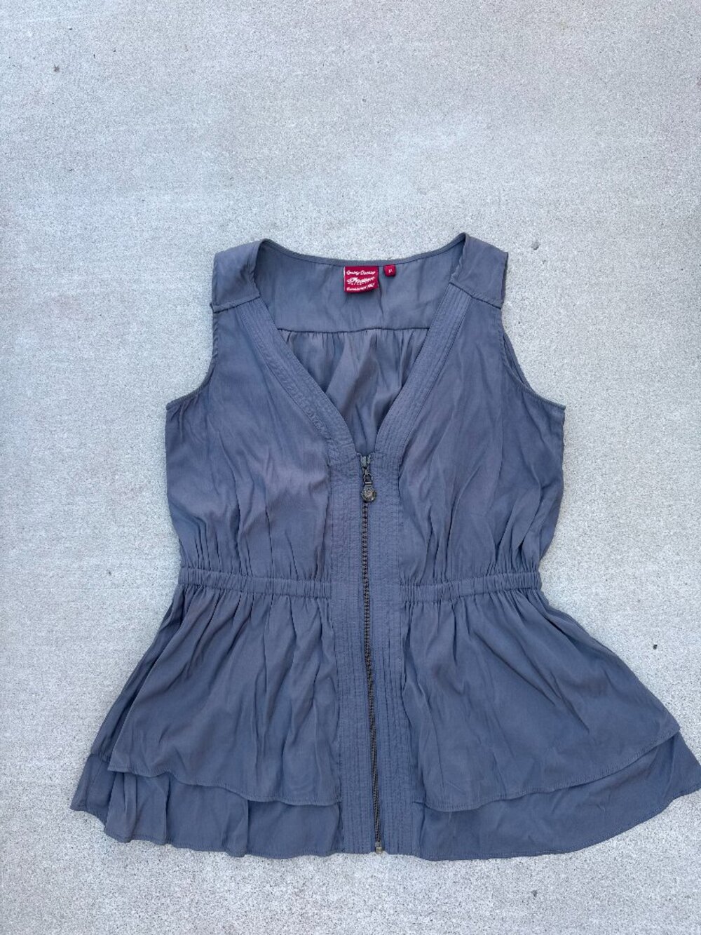 Indian Motorcycle Gray Ruched Sleeveless Classic Moto Blouse Women's Size Medium